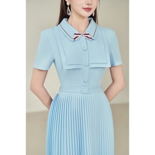 Armous- Đầm xanh chiết eo phối nơ Winnie