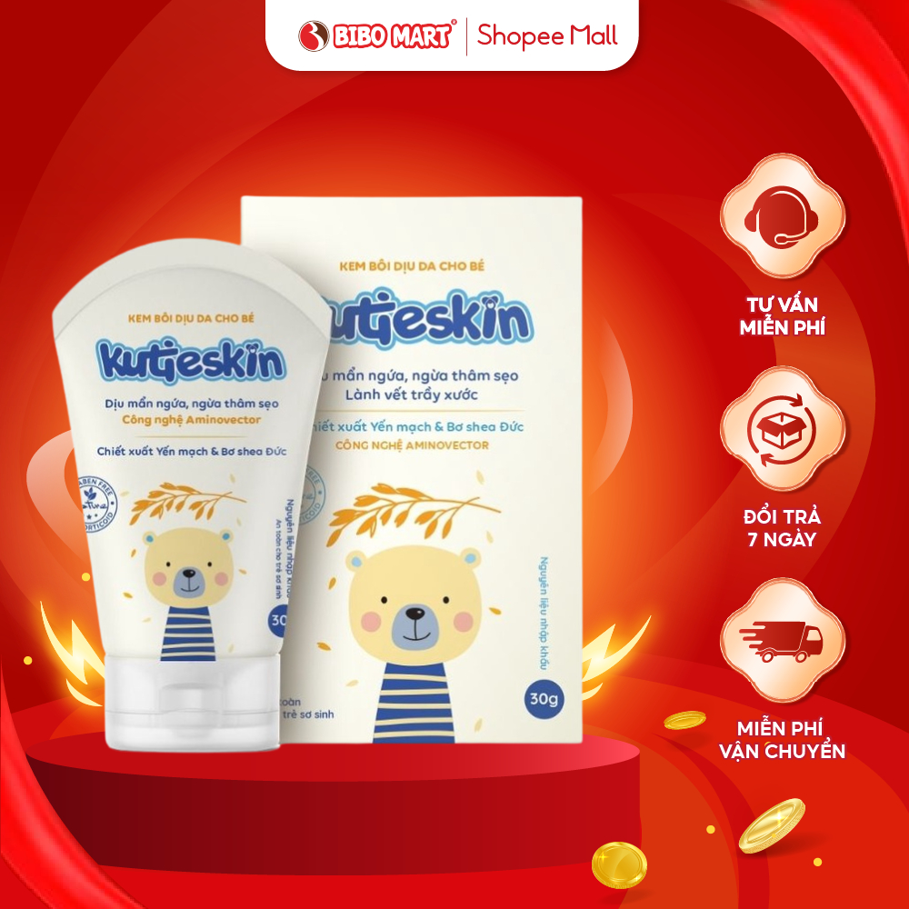  Kem Bôi Kutieskin 30gr Làm Dịu Mẩn Đỏ Dịu Vết Ngứa Hăm Da Muỗi Đốt Côn Trùng Cắn Lành Tính Cho Da Bé - Bibomart 