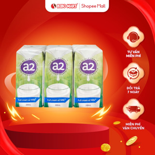 Sữa Tươi Tiệt Trùng Nguyên Kem A2 Sữa Nước A2 Bổ Sung Dưỡng Chất Giúp Xương Chắc Khỏe 200ml (Lốc 6 Hộp) - Bibomart