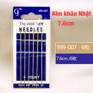 Kim khâu len chuôi vàng loại xịn japan 1vỉ 6 cây dài 7.6cm