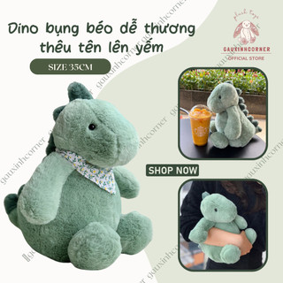[CÓ SẴN+TẶNG YẾM] Gấu bông khủng long bụng béo đáng yêu kèm yếm hoa thú nhồi bông đồ chơi quà tặng| Gauxinhcorner