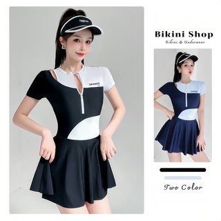 Bikini cộc tay liền thân kín đáo, đồ bơi nữ váy xoè tôn dáng