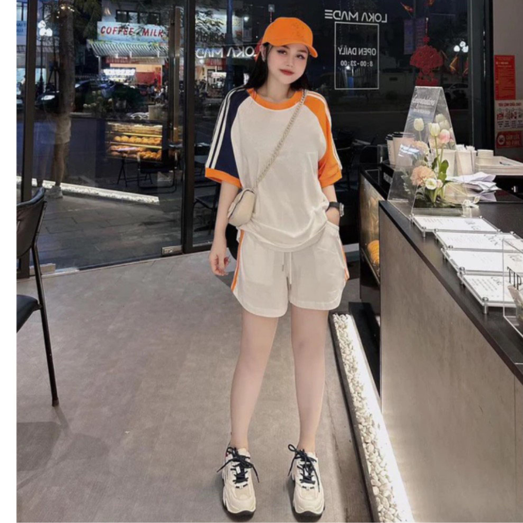 Set đồ nữ mặc nhà rẻ đẹp mùa hè thể thao bộ đùi nữ quần áo nữ 3 SIZE 45-75KG bigsize chất thun cotton ghép ráp lăng trơn | BigBuy360 - bigbuy360.vn