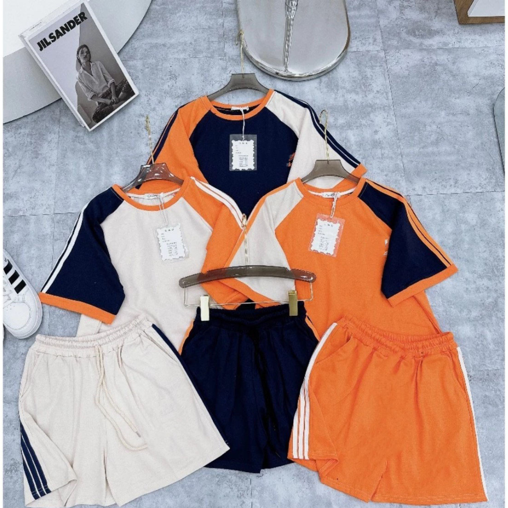 Set đồ nữ mặc nhà rẻ đẹp mùa hè thể thao bộ đùi nữ quần áo nữ 3 SIZE 45-75KG bigsize chất thun cotton ghép ráp lăng trơn | BigBuy360 - bigbuy360.vn