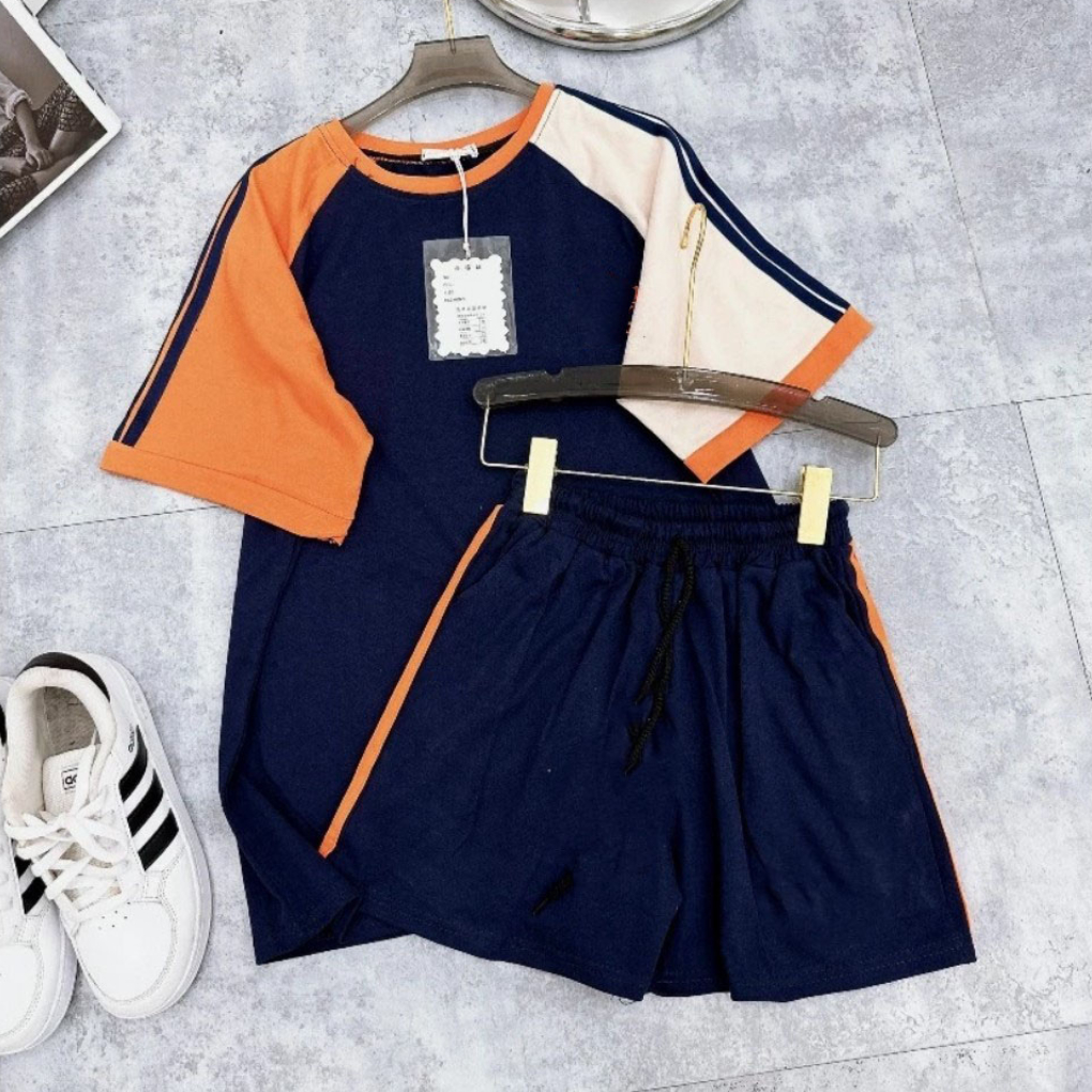 Set đồ nữ mặc nhà rẻ đẹp mùa hè thể thao bộ đùi nữ quần áo nữ 3 SIZE 45-75KG bigsize chất thun cotton ghép ráp lăng trơn | BigBuy360 - bigbuy360.vn