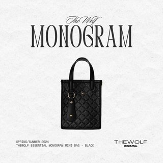 Túi da nam nữ thewolf essential monogram mini bag - black