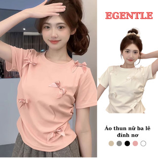Áo thun nữ ba lê nơ basic, áo phông tay ngắn dễ phối đồ egentlehanoi