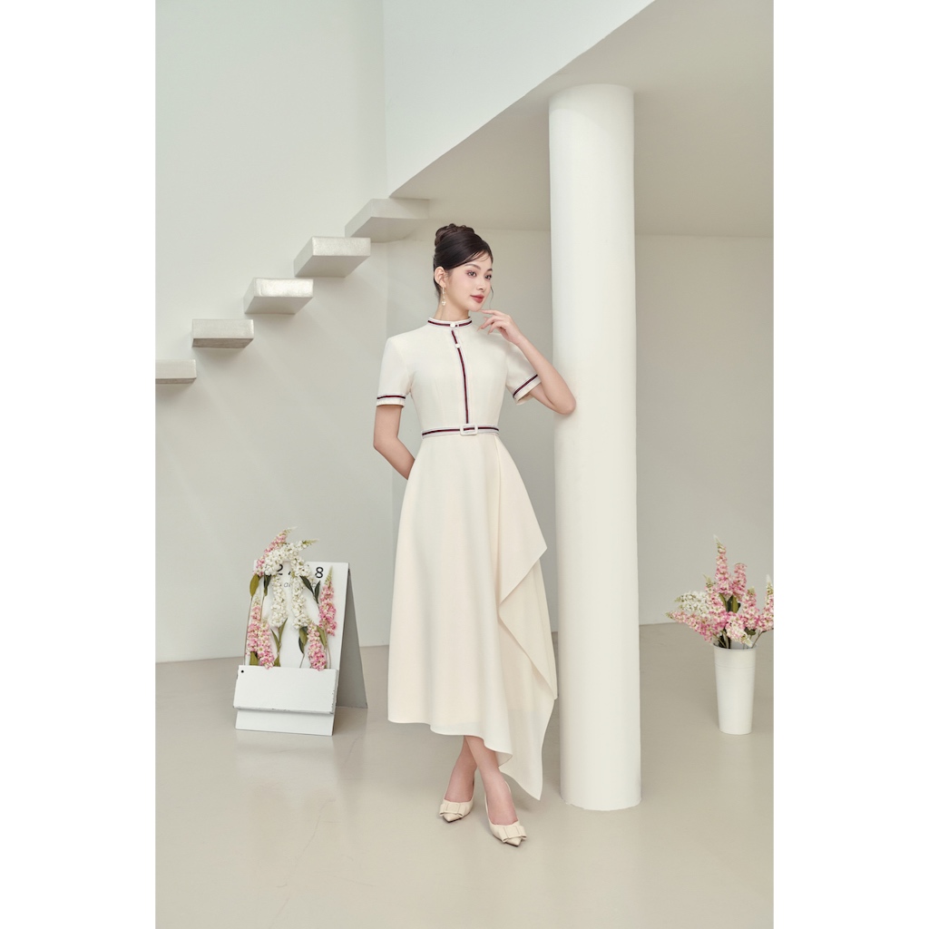 Armous- Đầm dài chiết eo phối xếp ly Iris