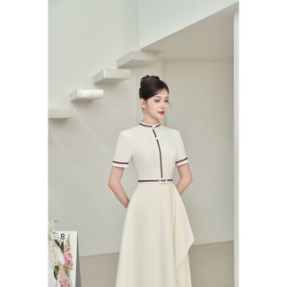 Armous- Đầm dài chiết eo phối xếp ly Iris