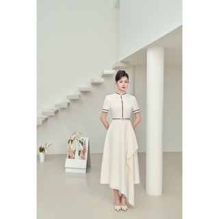 Armous- Đầm dài chiết eo phối xếp ly Iris