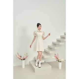 Armous- Đầm xoè ngắn tay phối ren Luxy