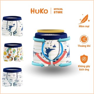 Combo 4 Quần Lót Bé Trai Dáng Đùi Dưới 40Kg| Quần Chíp Cotton Mịn, An Toàn Da Bé, Mặc Hằng Ngày HUKO HQS01
