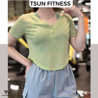 Áo tank thể thao dáng croptop ngắn tay, áo lưới thể thao tập gym yoga nữ Tsun Fitness