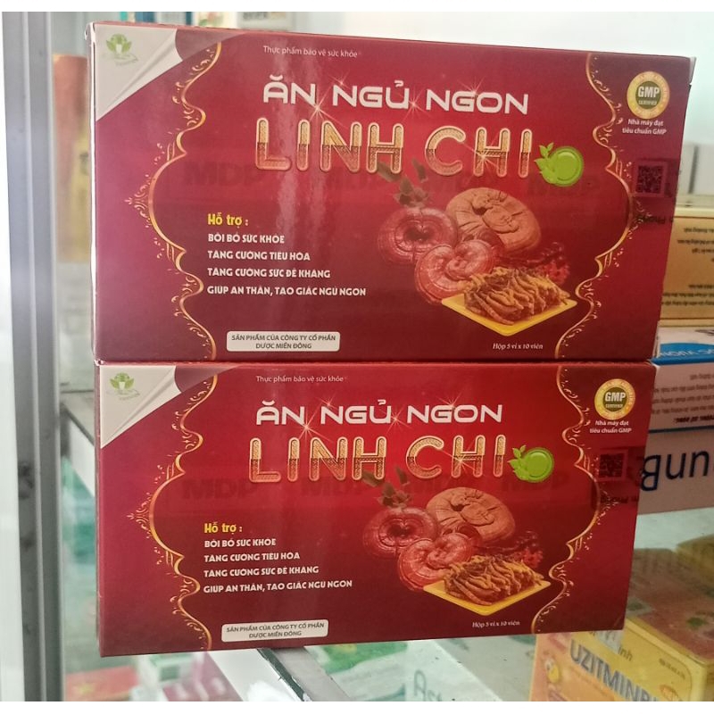 Ăn ngủ ngon Linh Chi giúp Ăn Ngon Ngủ Ngon Bồi Bổ Cơ thể tăng đề kháng giảm mệt mỏi Hộp 50 viên