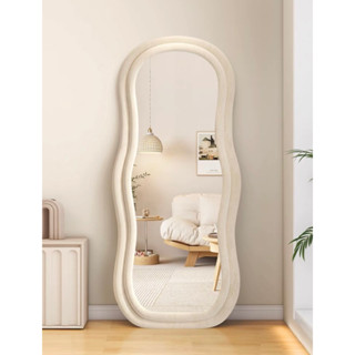 Gương Soi Toàn Thân Bọc Nỉ Hình Củ Lạc, Lượn Sóng Nhẹ Decor Phòng