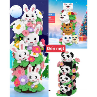 Xếp hình 65cm thú chồng nhau gấu trúc 61cm.mèo .thỏ đồ chơi trẻ em cỡ lớn 60cm nanoblock đồ chơi lắp ráp cho bé