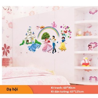💃💃Tranh decal dán tường CÔNG CHÚA, HOÀNG TỬ VÀ DẠ HỘI cho bé - Decal dán tường