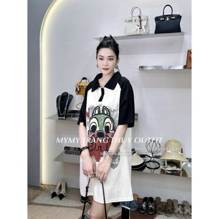 ÁO VÁY CỔ ĐỨC IN HÌNH freesize