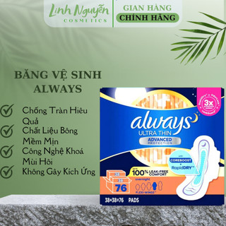 Băng vệ sinh ban đêm always ultra thin 38 miếng