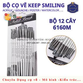 Bộ 12 cọ vẽ màu chuyên nghiệp Keep smiling A6160M