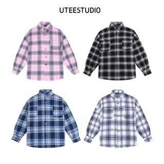 Áo Sơ Mi Flannel UTEESTUDIO Form Rộng Nhiều Màu Nam Nữ Sọc Caro Phong Cách Classic