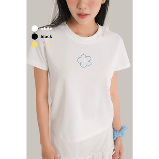 Áo thun nữ trắng thêu hoa nổi babytee flower nhiennhienvintage bt230