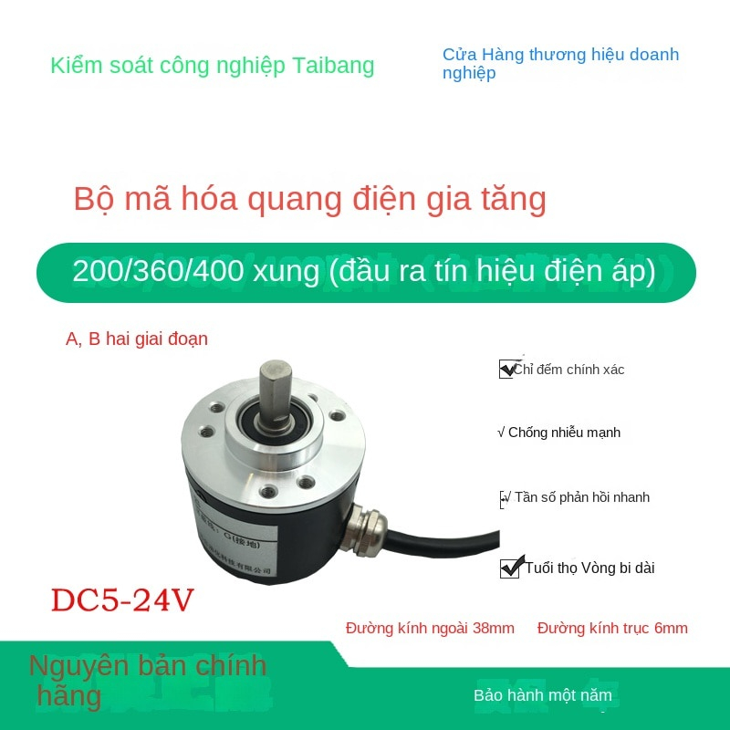 Bộ Mã Hóa Quay Quang Điện Gia Tăng 360 Tín Hiệu Điện Áp Xung/Vòng Bi Nhập Khẩu - Với Khớp Nối