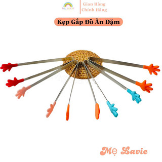 Kẹp gắp thức ăn mini bằng silicon thép không gỉ hình bàn tay, găn tay, trái tim xinh xắn