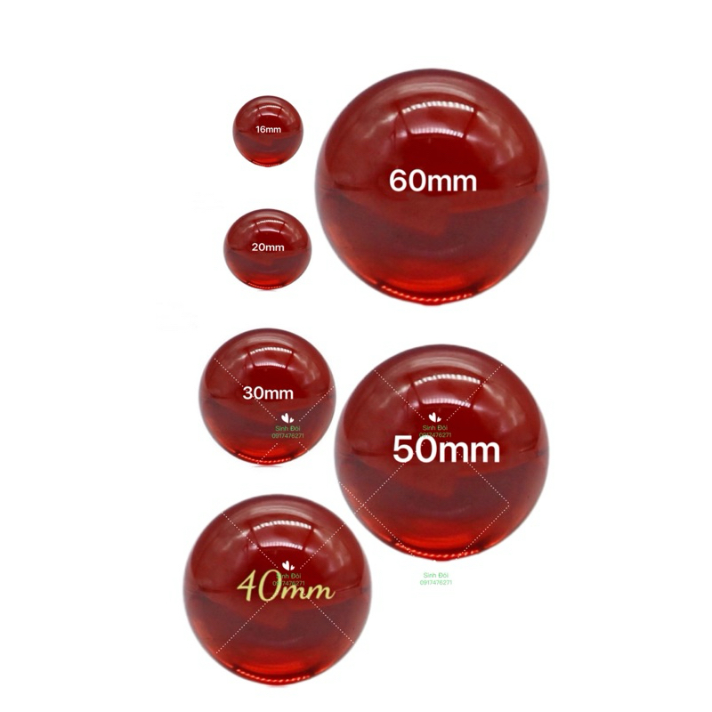 Combo 6 quả cầu thuỷ tinh 6 size khác nhau - màu đỏ trong suốt - quả cầu phong thuỷ và trang trí