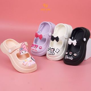 Dép Sục Cho Bé Gái Cross Kuromi KanKanStore Giày Sục Trẻ Em Melody Cinamol Kitty Gấu Dâu 4 5 6 7 8 9 10 Tuổi KA37
