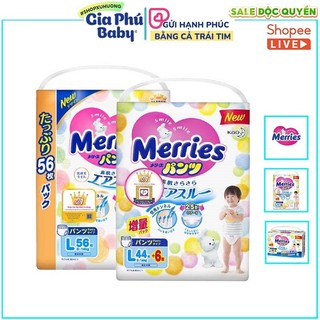 Bỉm Dán/Quần Merries Jumbo Gồm Các Size cho bé từ sơ sinh tới 24kg chính hãng