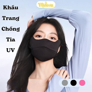 Khẩu Trang Chống Nắng UPF50+ Chất Lụa Băng Mềm Mịn Thông Thoáng