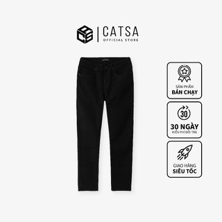 Quần jeans đen CATSA form slimfit chất liệu dày dặn thoáng mát QDL153