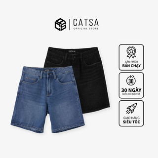 Quần lửng jeans nam CATSA form slimfit tôn dáng chất liệu dày dặn bền màu QSM044 - 045
