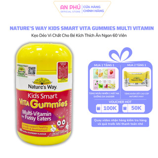 Kẹo Dẻo Cho Bé Nature's Way Kids Smart Vita Gummies Multi Vitamin for Fussy Eaters Kích Thích Ăn Ngon 60 Viên