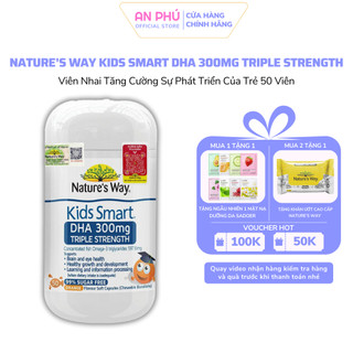 Viên Nhai Nature's Way Kids Smart DHA 300mg Triple Strength Tăng Cường Sự Phát Triển Của Trẻ 50 Viên