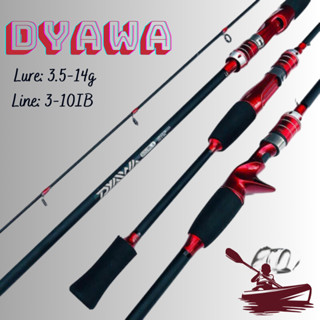 Cần câu lure máy ngang và máy đứng carbon DYAWA đỏ đầu bu chống xoắn Đồ Câu Hải Lư