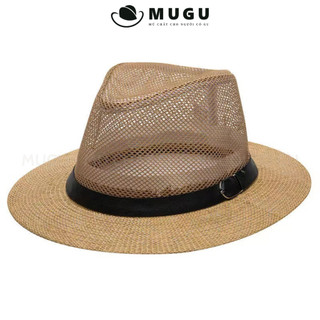 Mũ Cói Nam MC04 Cổ Điển - Mũ Cói Rộng Vành Thoải Mái | MUGU