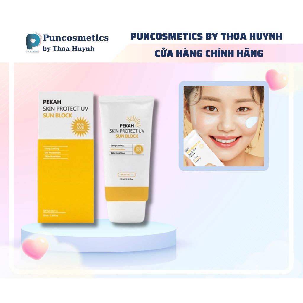 Kem chống nắng vật lý PEKAH UV Skin Protect UV Sun Block SPF 50+ PA+++ 70ml Hàn Quốc