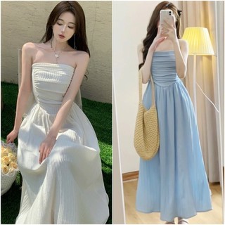 Đầm maxi cúp ngực đũi gân chạy mocking sau lưng 5 màu rực rỡ (có sẵn mút)