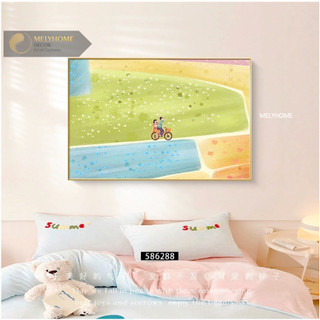 60x90 -Tranh Treo Tường Canvas Cao Cấp Cánh đồng hoa lúa xinh đẹp bình yên Trang Trí Phòng KHách/ phòng ngủ