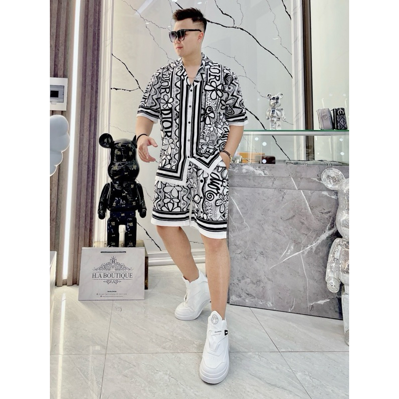 Bộ Pijama Cộc Tay Nam Mặc Hè Chất Lụa Latin Cực Mát