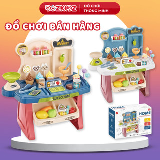 Đồ chơi nấu ăn bé gái, quầy bàn đồ ăn siêu thị 33 chi tiết cho bé từ 2 tuổi trở lên vui chơi, phát triển kĩ năng cơ bản