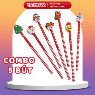 Bút Chì Noel Kèm Tẩy COMBO 5 CHIẾC, Quà Tặng Giáng Sinh Cho Bé và Học Sinh - DOZKIDZ