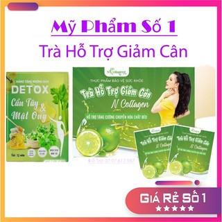 Hộp 15 gói detox trà chanh cải tiến hỗ trợ giảm cân slim ncollagen - hỗ trợ giảm 3-5kg sau 15 ngày