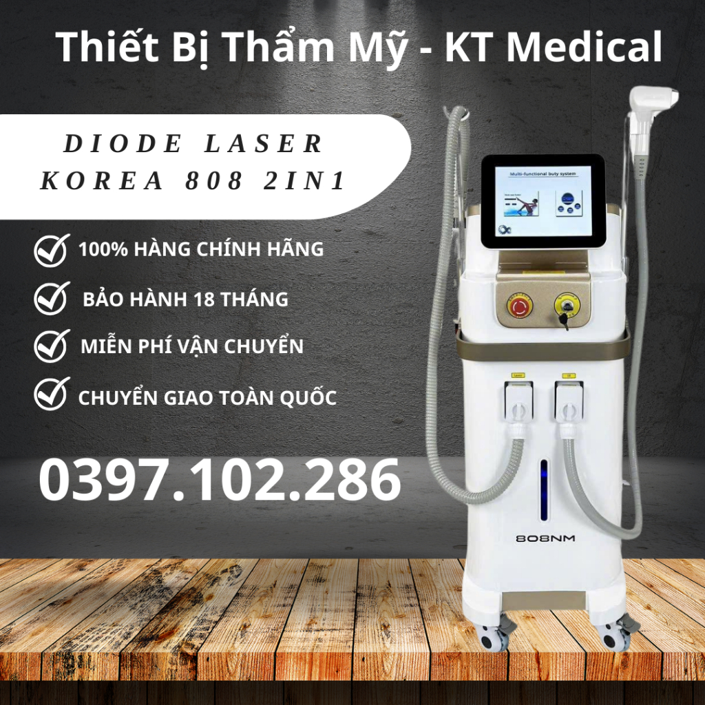 [Bảo Hành 18 tháng] MÁY TRIỆT LÔNG DIODE LASER KOREA 808 2IN1 | TRIỆT LÔNG DIODE LASER KOREA 808 2IN1 DÙNG TRONG SPA