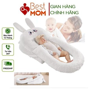 Gối đệm chống trào ngược 2 tầng cho bé cao cấp,vải nhung hạt 3D, Gối đệm chống trào ngược Mẹ xinh bé ngoan
