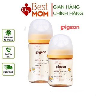  Bình sữa Pigeon nội địa Nhật thế hệ 3 mới Màu vàng gà con đủ size 160ml 240ml 