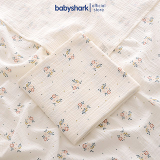 Khăn Tắm Bé Xô 100% Cotton 2 lớp mùa hè mềm mại, thoáng khí 100x100 cm họa tiết Hàn Quốc Babyshark