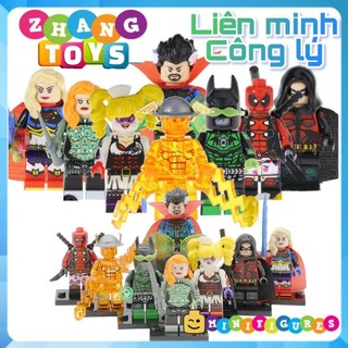 Đồ chơi Xếp hình Deadpool gồm Harley Quinn Robin Dr Strange Supergirl Dawnbreaker Dawn Flash Minifigures Pogo PG8164
